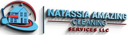 Natassia Amazing Cleaning Services LLC logo featuring a house with stars and a broom