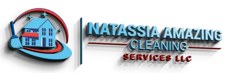 Natassia Amazing Cleaning Services LLC logo featuring a house with stars and a broom