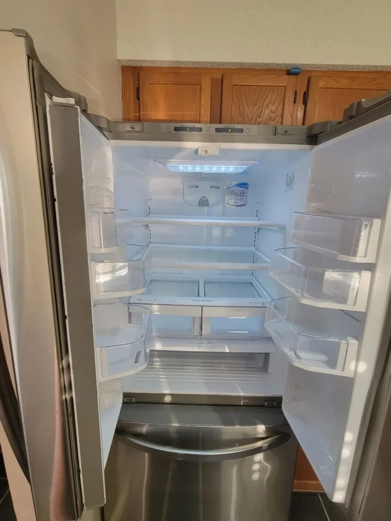 Spotless interior of a cleaned refrigerator