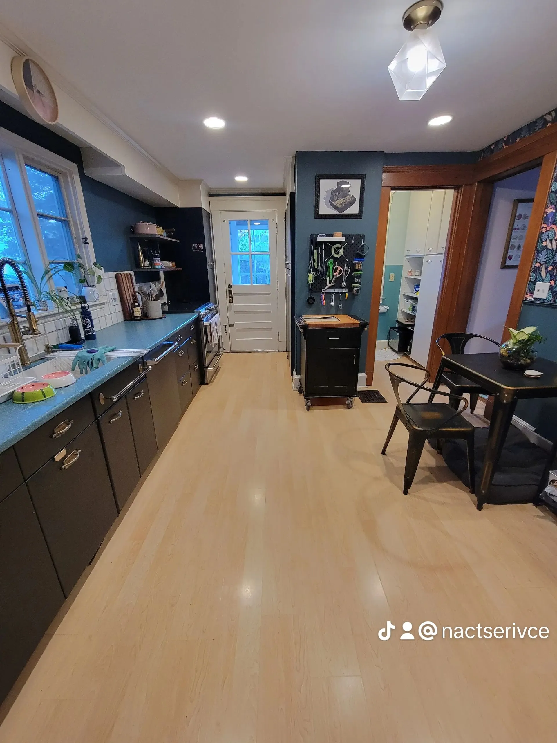 Tidy kitchen with modern counters and clean floors in Hartford, Connecticut