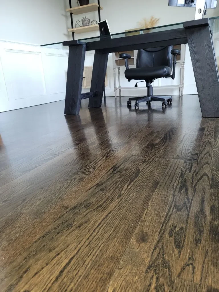 Home office with freshly deep cleaned hardwood floors in New Britain, CT