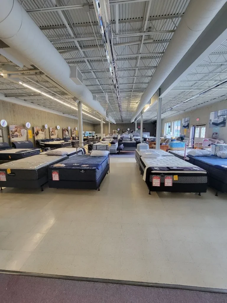 Polished tile floors at mattress showroom in Southington, Connecticut