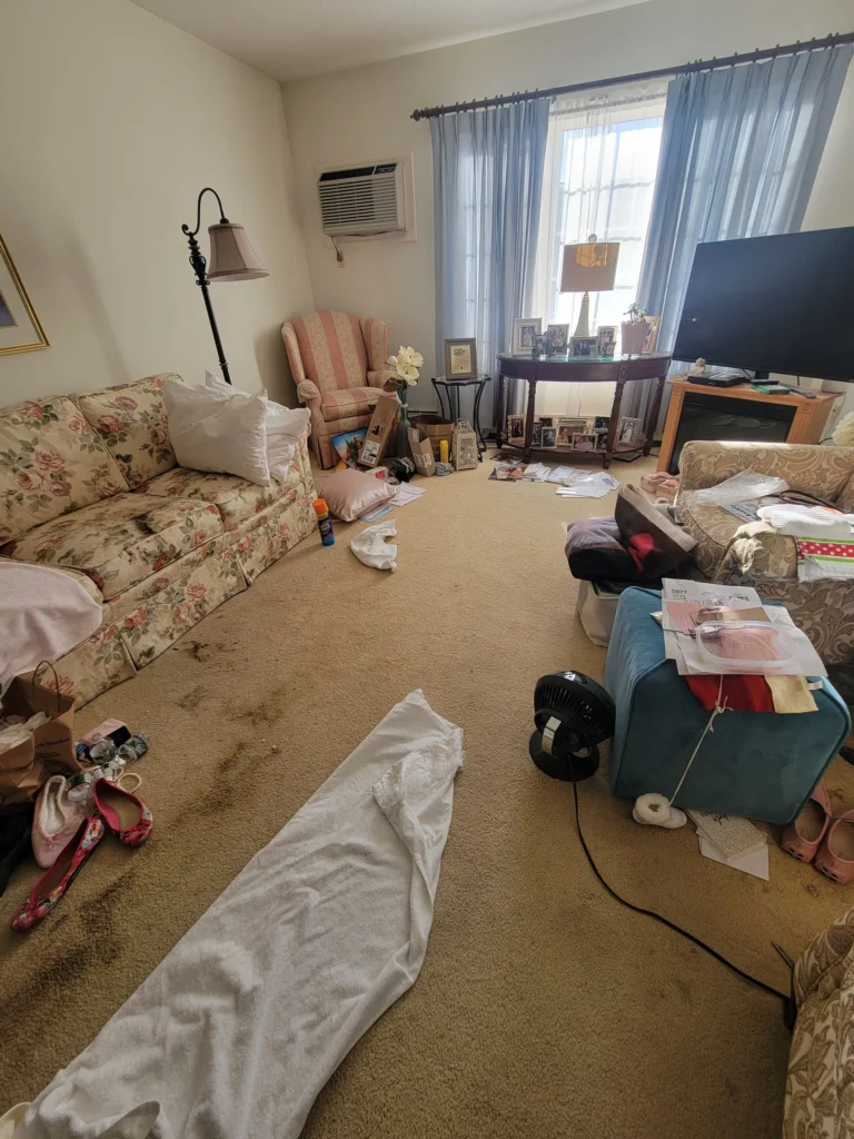 Carpet with stains and dirt in Southington CT before deep cleaning