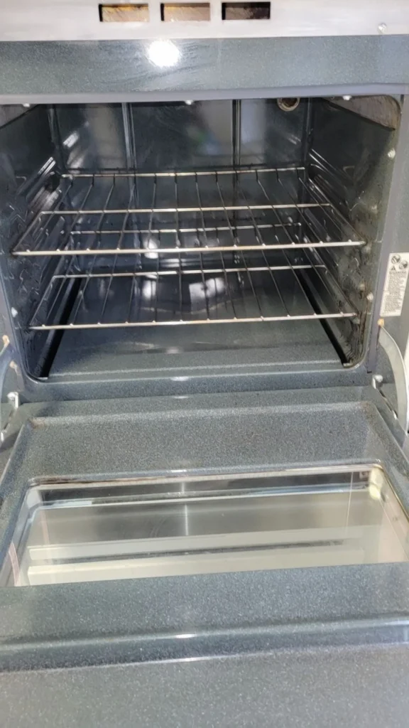 Close-up of an oven interior after a professional deep clean by NACT Home Cleaning in CT